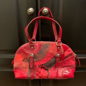 Red COACH signature shoulder bag purse pocketbook